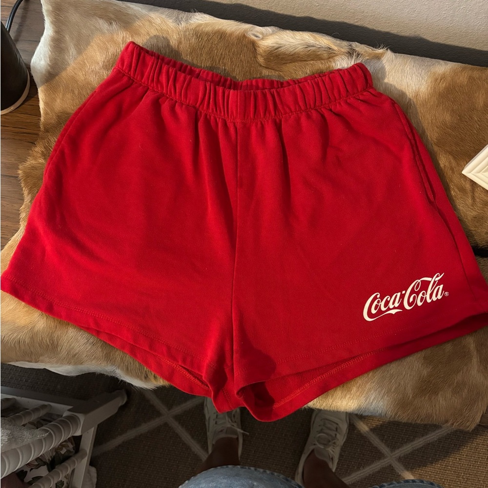Coca Cola Red Athletic Shorts with Logo